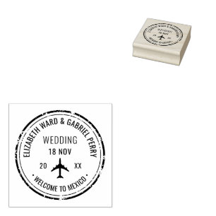 Passport Travel Destination Wedding Rubber Stamp