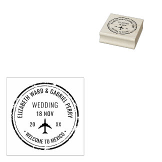 Passport Travel Destination Wedding Rubber Stamp