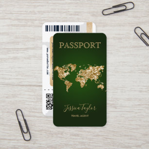 Passport Travel Makeup World Map Boarding Pass Business Card