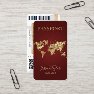 Passport Travel Makeup World Map Boarding Pass Business Card