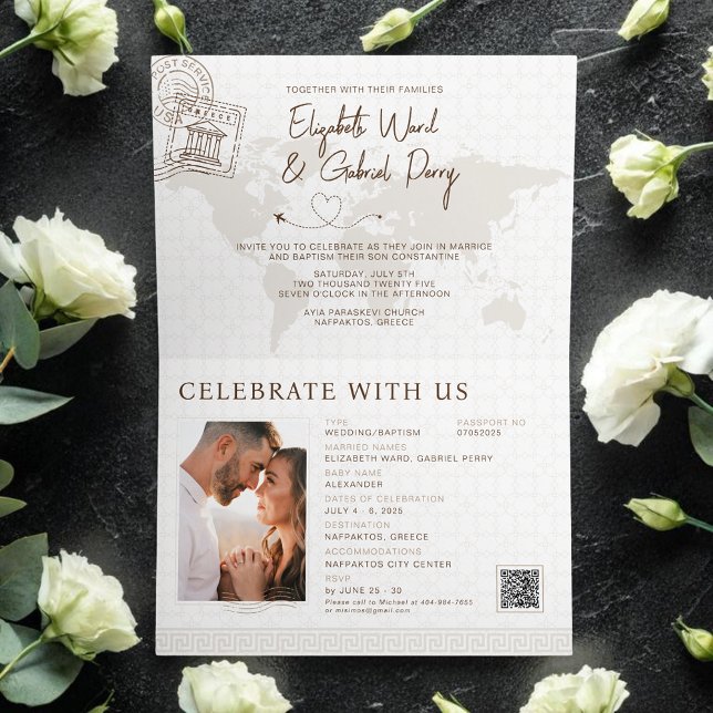 Passport Wedding & Baptism Greece Travel Invitation (Creator Uploaded)