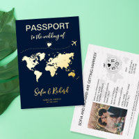 Passport Wedding Destination Gold Foil plane heart