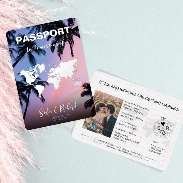 Passport Wedding Destination Gold Foil plane heart (Creator Uploaded)