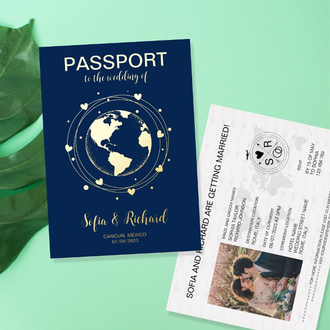 Passport Wedding Destination Gold Foil World Map F (Creator Uploaded)