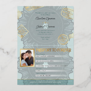 Passport Wedding Foil Invitation