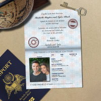 Passport Wedding Invitation with real Foil emblem 