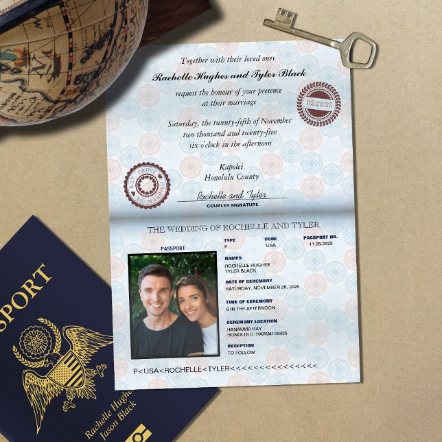 Passport Wedding Invitation with real Foil emblem  (Creator Uploaded)