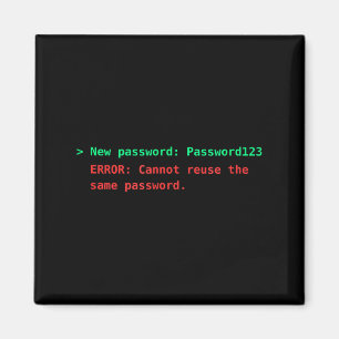 Password123 funny reuse error terminal tech humor magnet