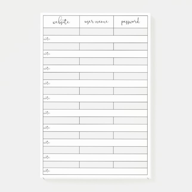 Password Reminder Post-It Notes (Front)