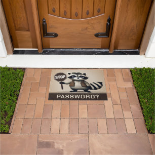 Password? Stopp! Humorvolle Waschbär Türsteher Doormat