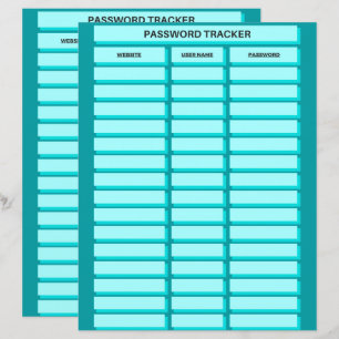 Password Tracker Paper Sheet