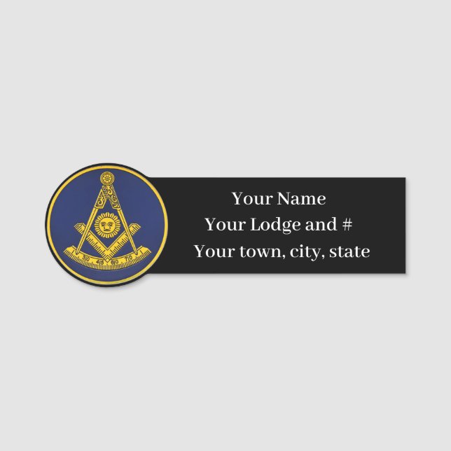 Past Master Freemason Masonic Masonry  Name Tag (Front)