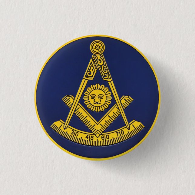 Past Master Freemason Square and Compass Masonic  3 Cm Round Badge (Front)