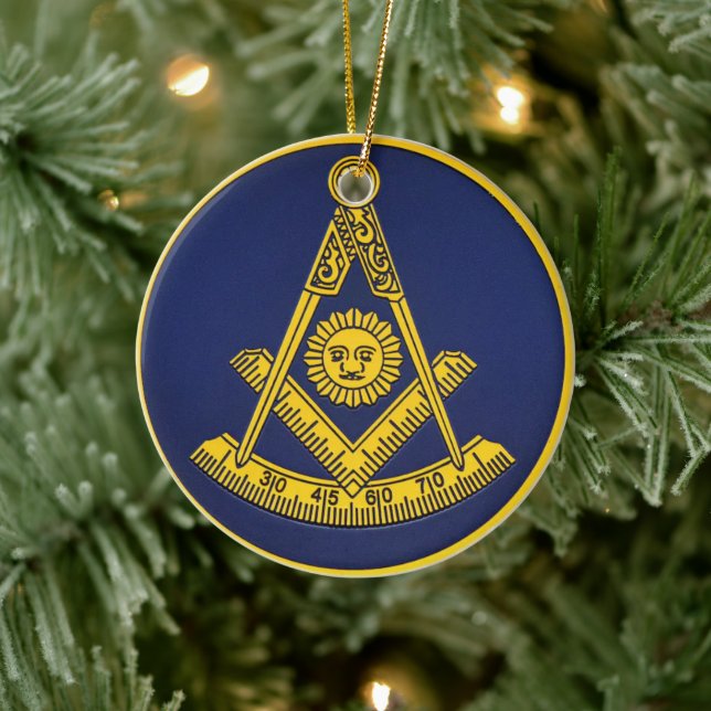 Past Master Freemason Square and Compass Masonic  Ceramic Tree Decoration (Tree)