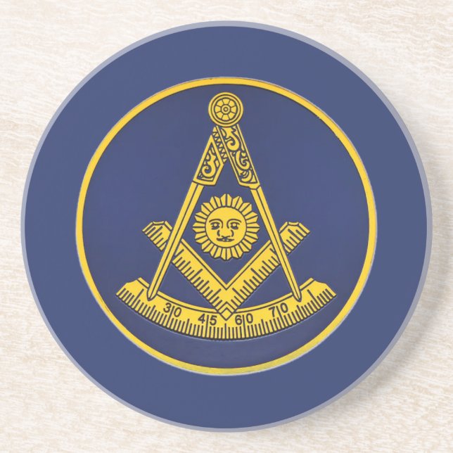 Past Master Freemason Square and Compass Masonic  Coaster (Front)