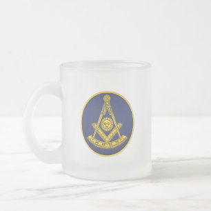 Past Master Freemason Square and Compass Masonic  Frosted Glass Coffee Mug