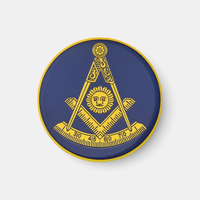 Past Master Freemason Square and Compass Masonic  Magnet (Front)