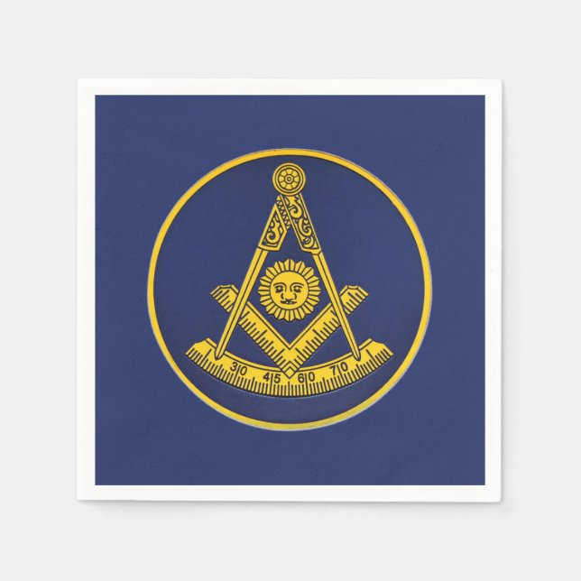Past Master Freemason Square and Compass Masonic  Napkin (Front)
