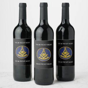 Past Master Freemason Square and Compass Masonic  Wine Label