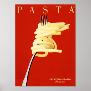 PASTA AL DENTE Razzia Italian Food noodle Art Deco Poster