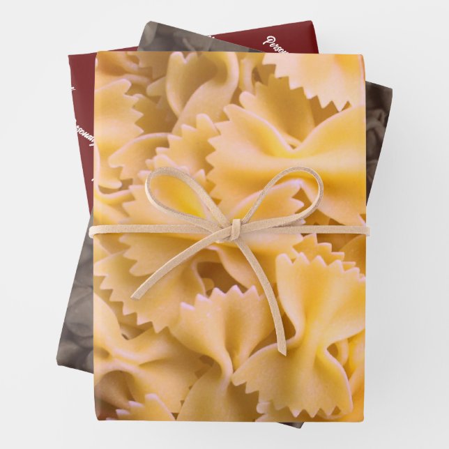 Pasta and chocolate chips custom photo Holiday Wrapping Paper Sheet (In situ)