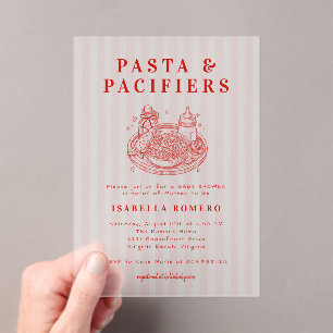 Pasta and Pacifiers Baby Shower Invitation