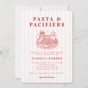 Pasta and Pacifiers Baby Shower Invitation