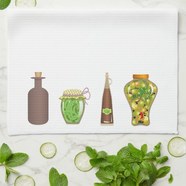 Pasta and Pepper Jars Tea Towel (Folded)