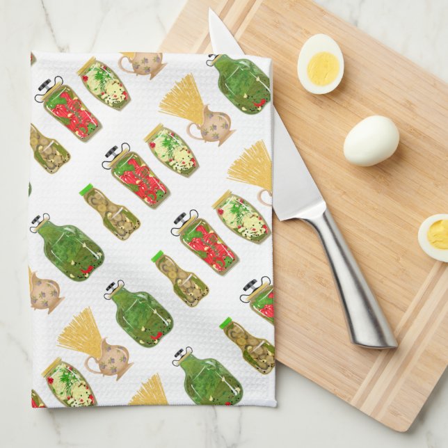 Pasta and Pepper Jars Tea Towel (Quarter Fold)