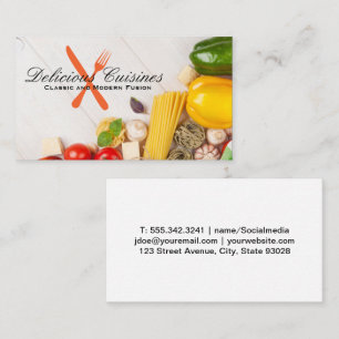 Pasta and Vegetables on Table Business Card