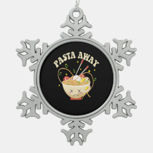 Pasta Away Funny Noodles Kawaii Japanese Aesthetic Snowflake Pewter Christmas Ornament