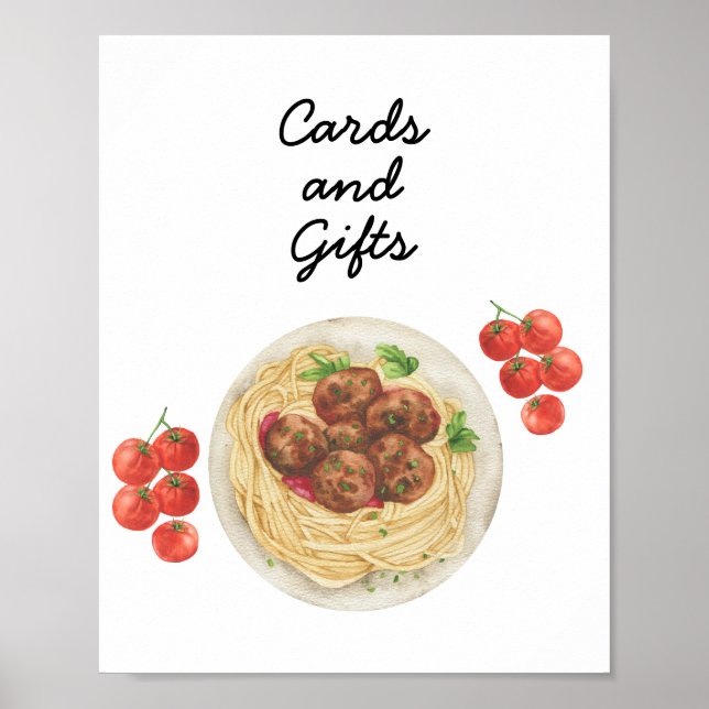 Pasta Baby shower Cards & Gifts Poster (Front)