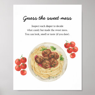 Pasta Baby shower Guess the sweet mess Poster