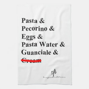 Pasta Carbonara Ingredients Tea Towel