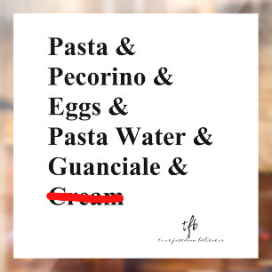 Pasta Carbonara Ingredients Window Cling