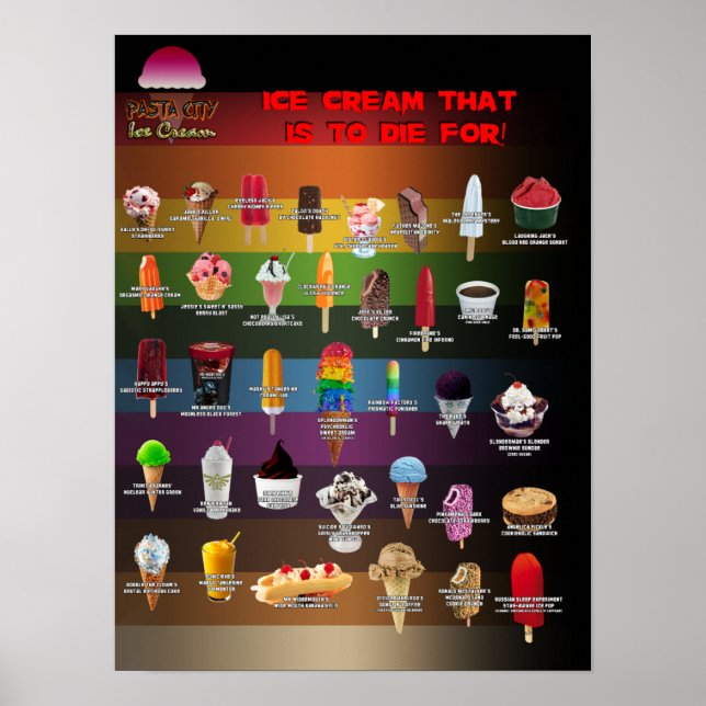 Pasta City Ice Cream Poster/Menu Poster (Front)