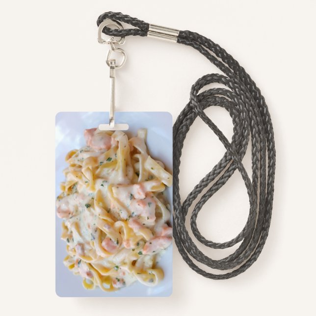 Pasta Custom Food Photo ID Badge (Front with Lanyard)