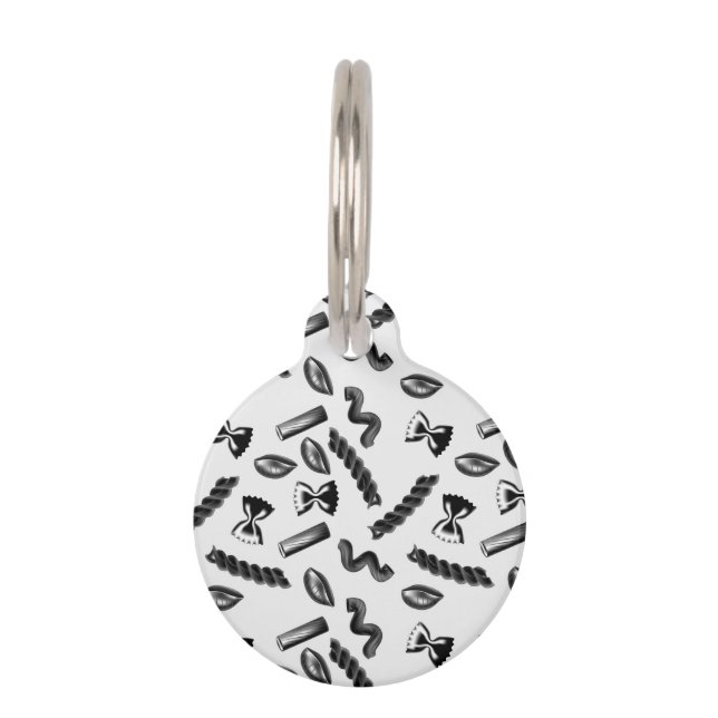 Pasta Diversity Grey Food Italy Lover Foodie Pet Tag (Front)