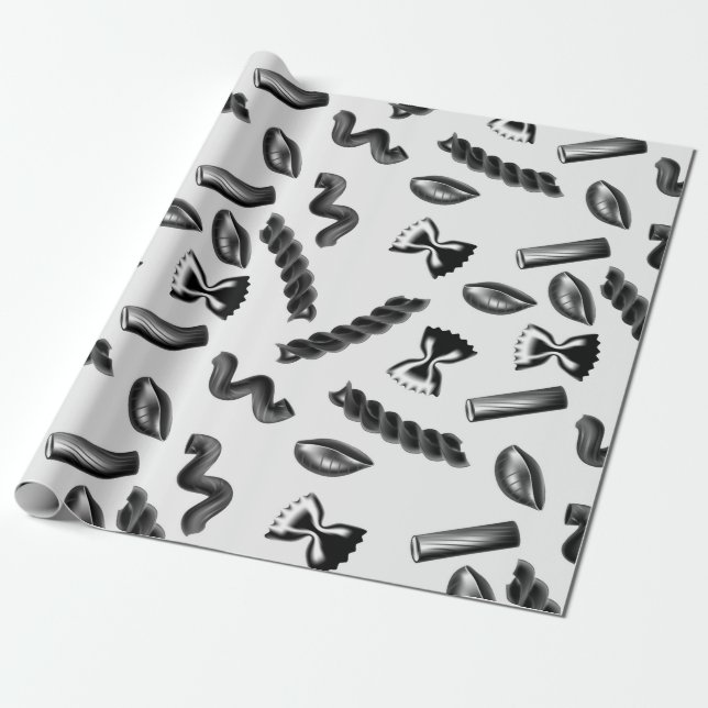 Pasta Diversity Grey Food Italy Lover Foodie Wrapping Paper (Unrolled)
