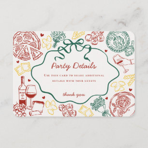 Pasta Holy Cannoli Italian Dinner Birthday Details Enclosure Card