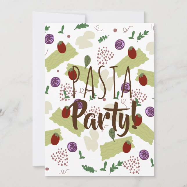 Pasta Italian Dinner Utensils Meatballs Invitation (Front)