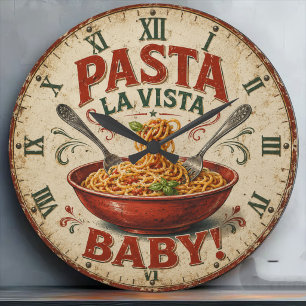 Pasta La Vista Baby Funny Kitchen Decor  Large Clock