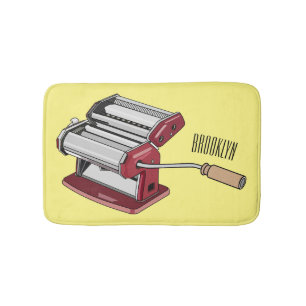 Pasta maker cartoon illustration bath mat