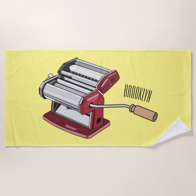 Pasta maker cartoon illustration  beach towel (Front)
