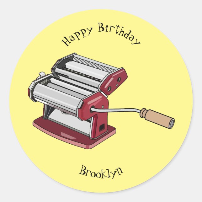 Pasta maker cartoon illustration classic round sticker (Front)