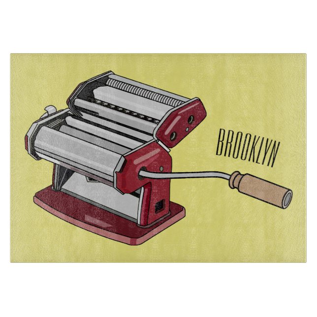 Pasta maker cartoon illustration  cutting board (Front)