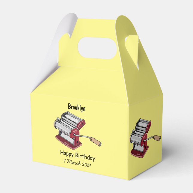 Pasta maker cartoon illustration favour box (Front Side)