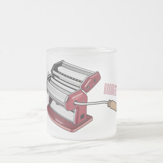 Pasta maker cartoon illustration  frosted glass coffee mug (Center)