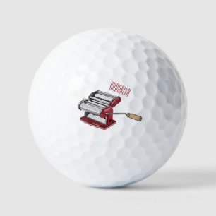 Pasta maker cartoon illustration golf balls