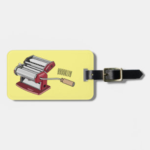 Pasta maker cartoon illustration luggage tag